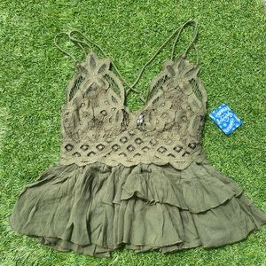 free people adella top in olive green